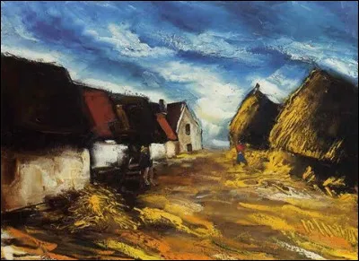 Qui a peint "Personnages près des maisons et des meules" ?