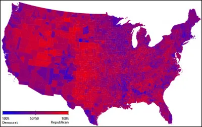 On parle encore de l'élection de 2004 : quelle est la couleur dominante sur cette carte ?