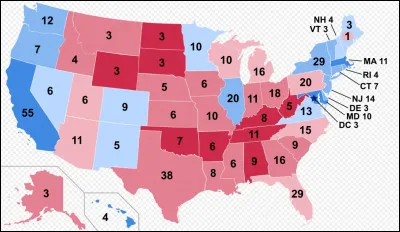 Quel État n'a pas voté majoritairement démocrate en 2016 ?