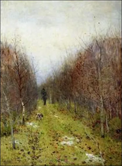 Qui a peint "Paysage d'automne avec chasseur" ?