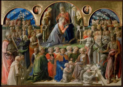 Quel peintre s'est inséré dans la foule des spectateurs du Couronnement de la Vierge (1447) ?