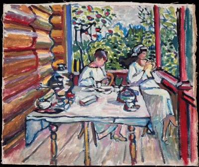 Et voici Nina et Tartiana dans la véranda, par l'artiste :