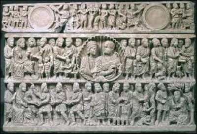 Laquelle de ces scènes est représentée en bas à gauche sur la face antérieure du sarcophage dit "de la Trinité" à Arles (IVe s.) ?