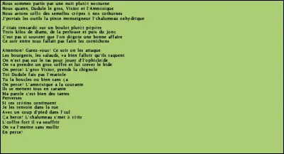 Je sais, le texte de cette célèbre chanson de (nom de l'auteur) a l'air interminable : c'est d'ailleurs son titre "Le (nom d'une danse de salon) interminable des perceurs de coffres-forts". A vous de complétez les parenthèses !