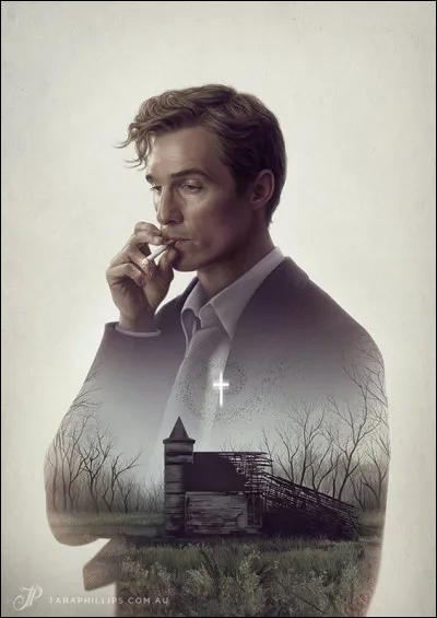 Quelle troublante peinture murale découvrent Cohle et Hart dans l'église en ruine ?