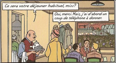 Voici une image d'un album récent (2000). D'emblée, vous reconnaissez que vous êtes dans un restaurant [quel genre ?] grâce à [quel indice ?]