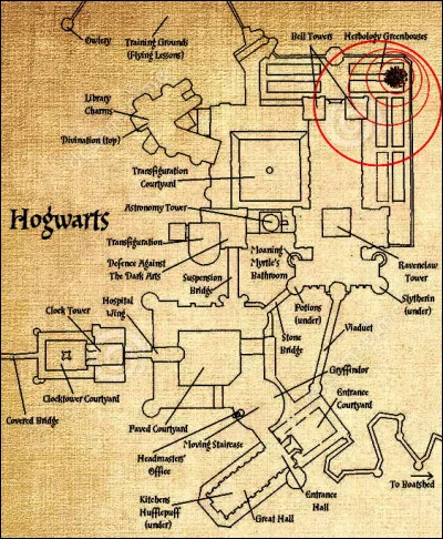 Le virus se propage à partir de la serre, lisez-bien le plan. Quelle maison de Poudlard sera touchée la première ?