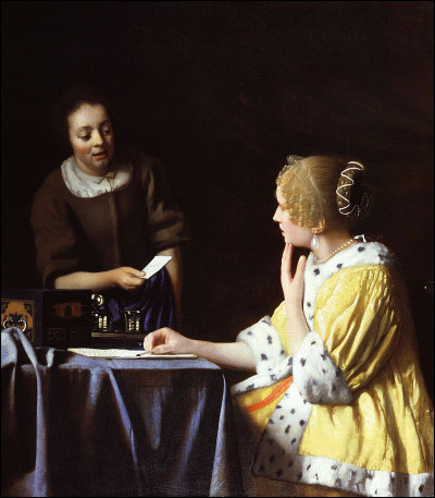 Quel peintre hollandais du XVIIe est l'auteur du tableau "Servante donnant une lettre à une femme" ?