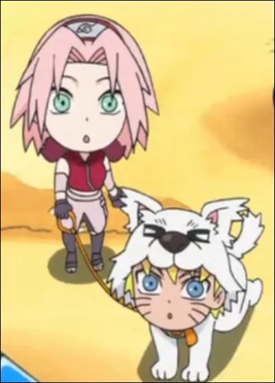 Quand Naruto devient le chien de Sakura, comment Sakura l'appelle-t-il ?