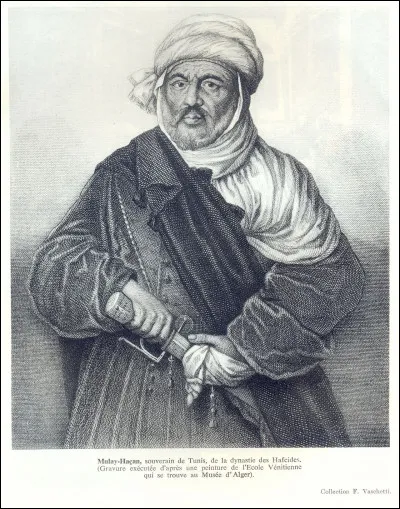 Moulay Hassan est le souverain hafside qui fit appel à Charles Quint pour l'aider à reconquérir son trône. Il fut renversé par son fils Ahmed. Il l'emmena sur l'île de Chikly et lui donna le choix entre le tuer et....