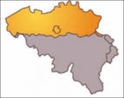 Depuis 1970, la Belgique compte 3 communautés et 3 régions. 
Quelle institution est coloriée sur la carte ci-dessus?