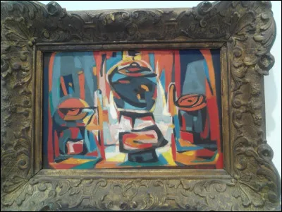 Avec le peintre Manessier, te voilà arrivé à destination. Viens t'asseoir au coin de la "Cheminée au Bignon". Quelles sont les couleurs utilisées par l'artiste pour peindre cette toile ?