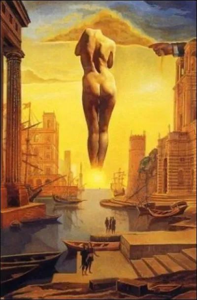 De qui est cette toile, avec des bateaux amarrés ?