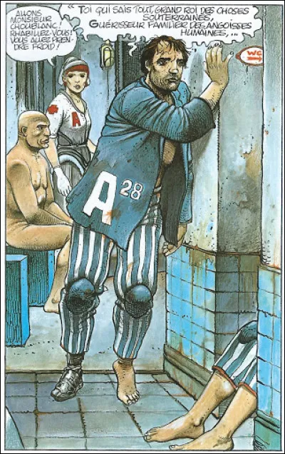 Alcide Nikopol, le héros de la trilogie comprenant "La Foire aux Immortels", ne s'exprime plus que d'une seule manière à la fin : laquelle ? Et qui en est le dessinateur ?