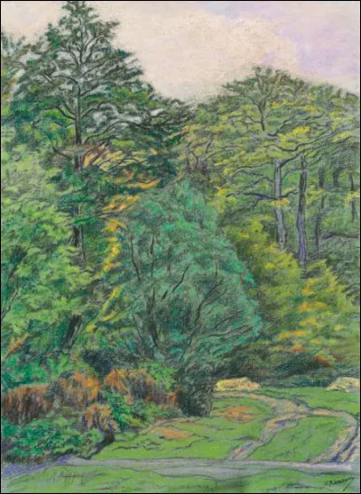 Qui a réalisé ce pastel nommé "Prairie et ruisseau" ?