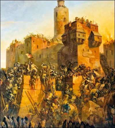 Quelle ville palestinienne a été assiégée 23 fois, attaquée 52 fois, capturée 44 fois et détruite à deux reprises ?