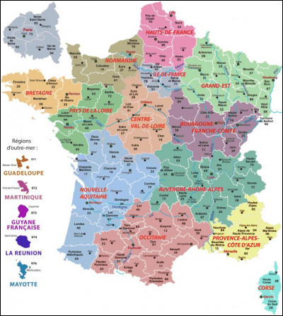 Combien la France métropolitaine + DOM-TOM a-t-elle de départements ?