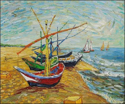 Qui a réalisé le tableau "Bateaux de pêche sur la plage" ?
