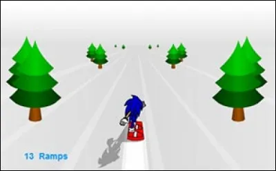 Dans le jeu "Sonic 3D Snowboarding", lorsqu'on exécute une figure de 700, que fait Sonic ?