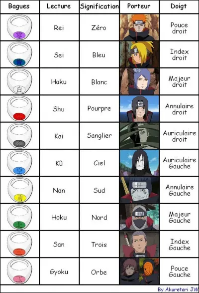 À quoi servent les bagues que portent les membres de l'Akatsuki ?