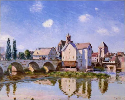 Qui est le peintre du "Pont de Moret au soleil couchant" ?
