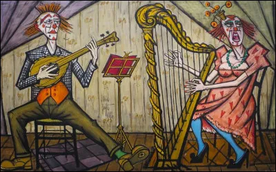 Quels sont les instruments de musique présents sur cette toile ?