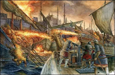 Quel nom donnait-on au mélange inflammable brûlant même au contact de l'eau, employé dans l'Antiquité et au Moyen Âge, pour la fabrication d'engins incendiaires, utilisés au cours des sièges et des combats navals ?