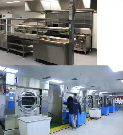 Deux services généraux sont présents au sein de la prison. Quelle illustration représente une laverie ?