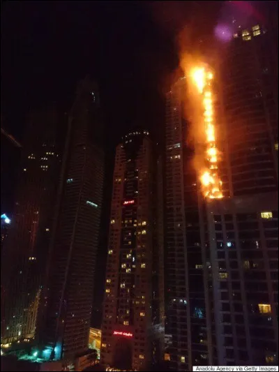 En 2016, un spectaculaire incendie se déclare dans un gratte-ciel de 285 mètres à Dubaï ? Quel était ce gratte-ciel ?