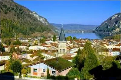 Petite ville de 3500 habitants du département de l'Ain, située au bord de son lac, dans une cluse du massif du Jura :