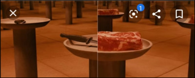 1ère simulation : 2 paniers apparaissent devant toi, dans l'un il y a un couteau, dans l'autre il y a un morceau de viande. Que choisirais-tu ?