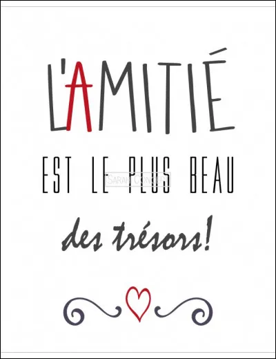 L'amitié, cela veut dire surtout pour toi :