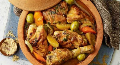Pour commencer, voici un premier plat : le tajine de poulet !
À votre avis, quel est le temps de cuisson moyen d'un plat comme celui-ci ?