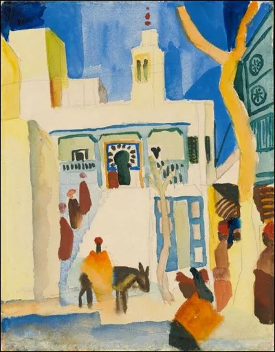 Qui a réalisé l'aquarelle "Café des Nattes à Sidi Bou Saïd" ?