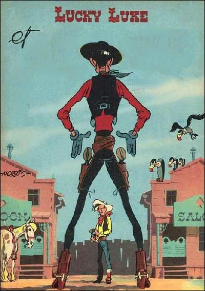 Parmi les albums des débuts (le 8e, en 1956), notre héros affronte un "méchant" qui est la caricature d'un fameux acteur de western (notamment) : lequel ?