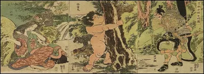 Il était l'ami des animaux de la forêt : un ours, un cerf, un singe et un lièvre. Tout petit et déjà doté d'un force surhumaine, il devint ensuite un redoutable combattant. Très populaire, on le retrouve dans les formes traditionnelles du théâtre japonais.