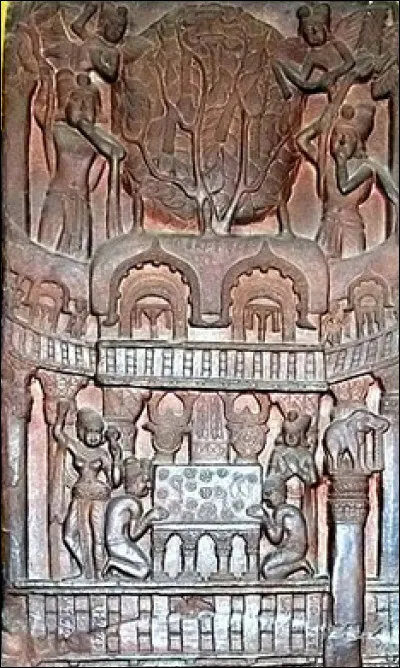 Les stupas : Que représente ce bas relief du stupa de Bharhut ?