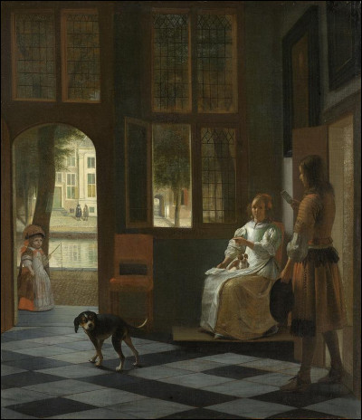 Quel peintre hollandais du XVIIe a réalisé le tableau "Homme donnant une lettre à une femme" ?