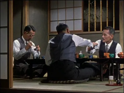 En vous aidant de cette image tirée du film "Le goût du saké" sorti en 1962 de Yasujirô Ozu, quelle remarque à propos du japonisme est-elle juste ?