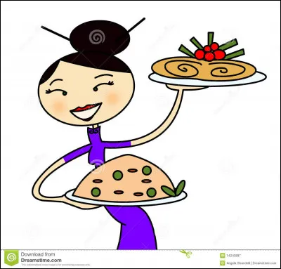 Arrive notre serveuse ! Ne vous trompez pas de plat !