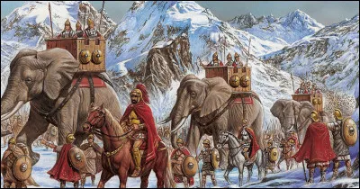 Lors de la deuxième guerre punique, le général en chef de l'armée carthaginoise Hannibal Barca remporta plusieurs grandes victoires contre les Romains, notamment à Trébue et lors de la bataille de Cannes, avant d'être chassé hors d'ïtalie. Pour profiter d'un effet de surprise dévastateur, son armée entreprit un voyage particulièrement périlleux. Quel fut-il ?