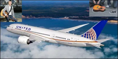 Marques et logos : 
Cette compagnie aérienne aurait mieux fait d'accepter de rembourser un de ses clients, un chanteur-compositeur, après avoir cassé son instrument de musique. Cela provoqua une perte de 10 % des actions de cette compagnie.
Quels sont cette compagnie aérienne, ce compositeur et cet instrument ?