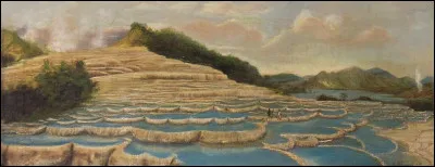 Cette oeuvre du peintre du XIXème siècle Charles Blomfield représente les Pink and White Terraces, merveilles naturelles néo-zélandaises disparues de la surface du monde en 1886 suite à l'éruption du mont Tarawera. Leur apparence caractéristique n'est pas sans rappeler un autre site naturel dont la réputation n'est plus à faire ! Quel est-il ?