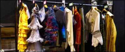 On quitte la Grande Salle, et le couloir suivant, qui introduit la partie musée, déborde de références. Ici, à qui appartient la robe jaune, tout à gauche ?