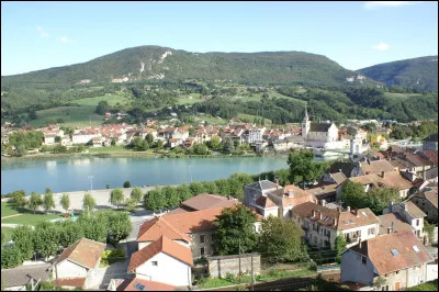 Petite ville traversée par le Rhône et séparée entre les deux départements de la Haute-Savoie et de l'Ain :