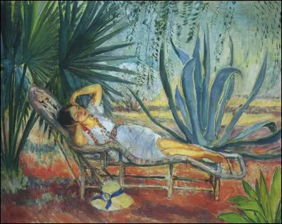 Quel peintre est l'auteur du tableau "Femme allongée sur un hamac" ?