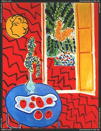 Son tableau s'intitule "Intérieur rouge, table bleue" :