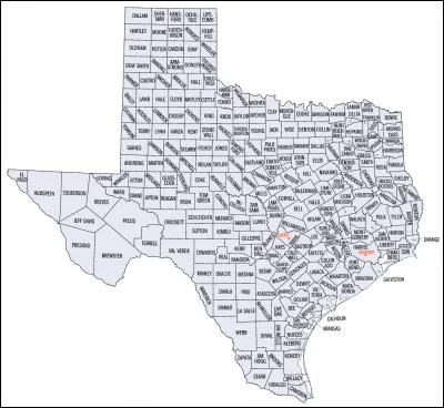 Pour terminer, une question particulièrement difficile. La carte ci-contre affiche tous les comtés du Texas (l'équivalant des départements pour la France). Combien y en a-t-il d'après vous ?
