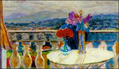 Qui est le peintre de ces "Fleurs devant un paysage du Midi" ?