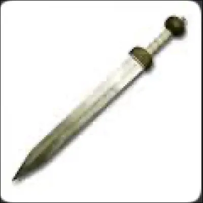 Maintenant, voyons les armes offensives. Il s'agit d'un grand couteau de métal porté par tous les soldats : c'est un...